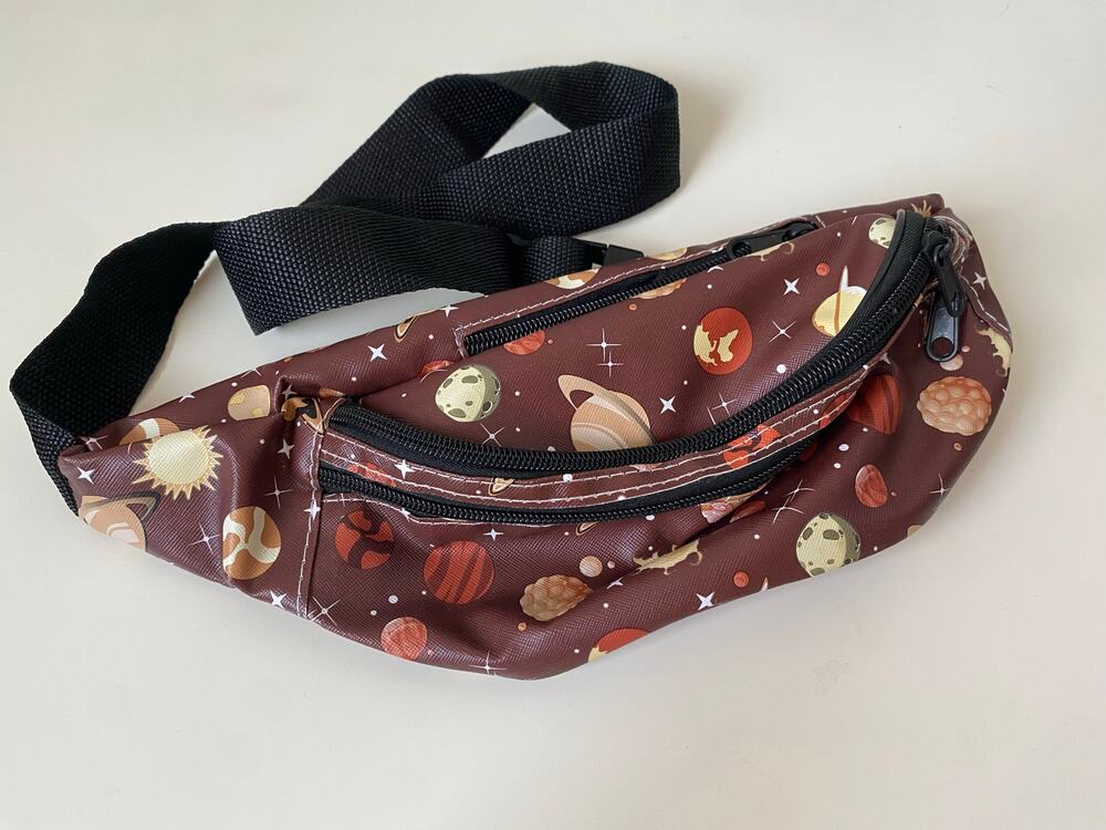 Planets Solar System Crossbody Fanny Pack with Brown Background- NWOT